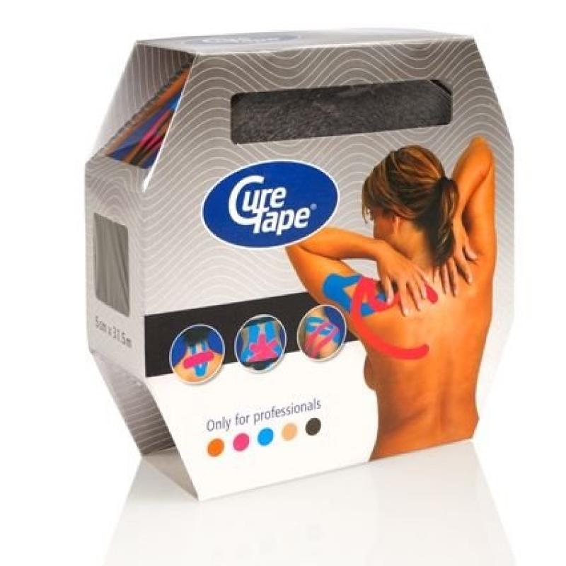 Cure tape - Kinesiotape: Curetape, zwart - 5cm x 31,5m